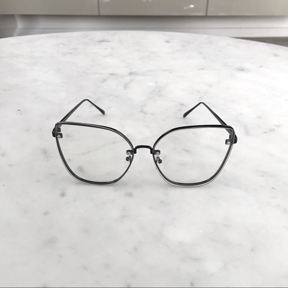 Clear Cat Eye Sunglasses with Black Metal Frames